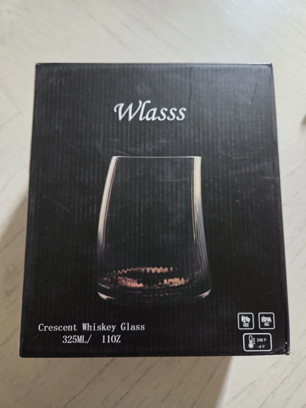 Wlasss Whiskey Curved Glasses Set 4, 11 oz Crystal